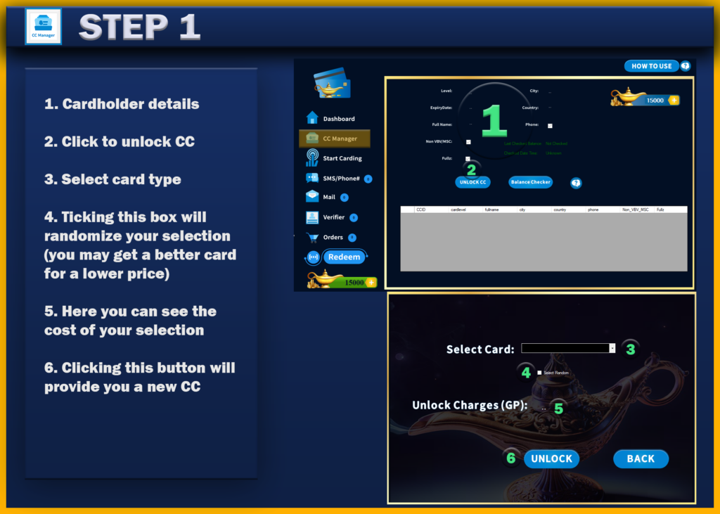 Step 1 Carding Genie Balance Checker