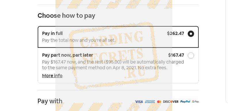 AirBNB carding method