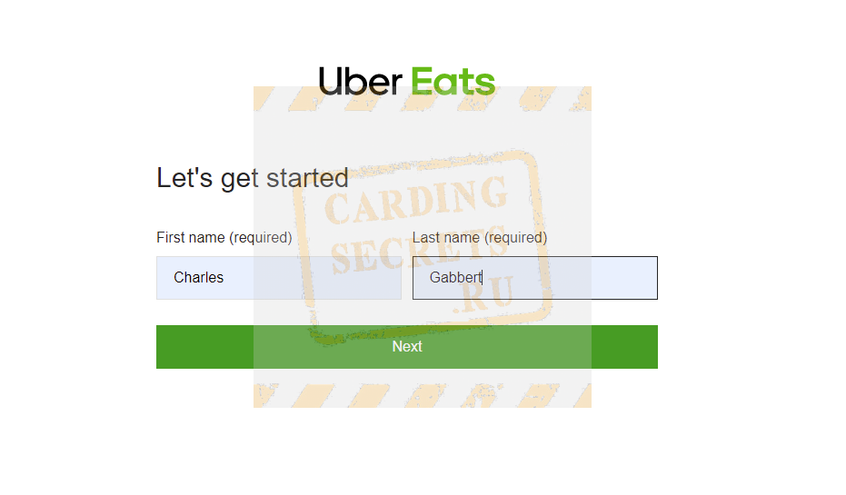 Uber eats carding method