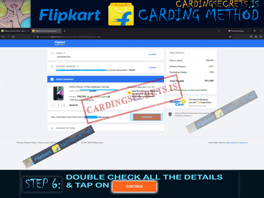 Step 6 DOUBLE CHECK ALL THE DETAILS & TAP CONTINUE