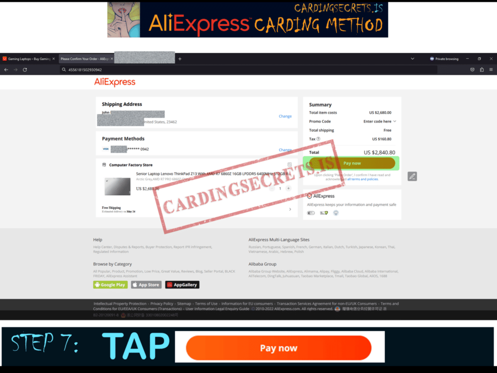 AliExpress Carding Method Step 7