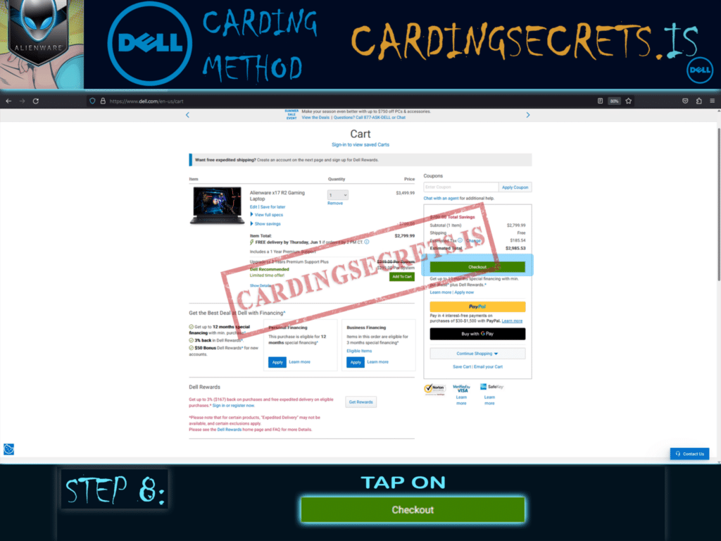 Step 8 tap checkout