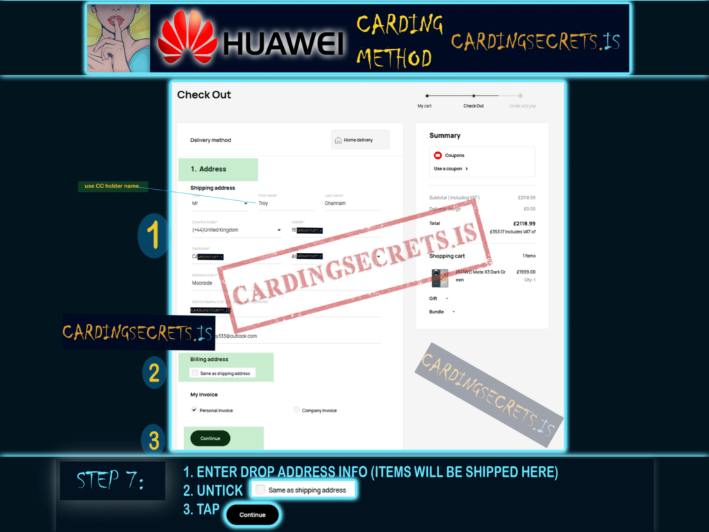 step 7 enter drop info untick same as shipping addresstap continue