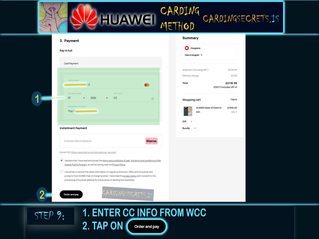 step 9 enter cc info and tap order and pay