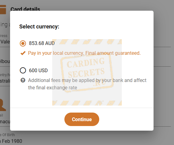 Confirm the Currency 