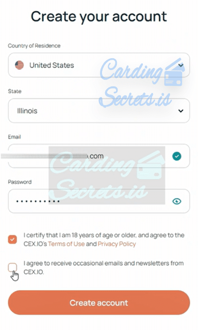 cex btc carding method create account