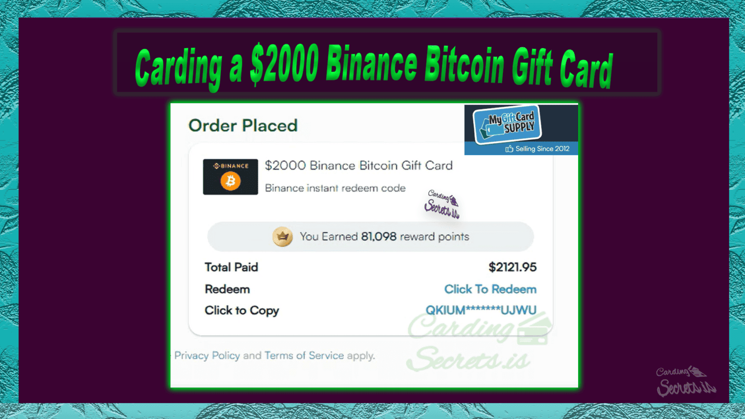 2000 Bitcoin Binance Gift Card Carding Method Video