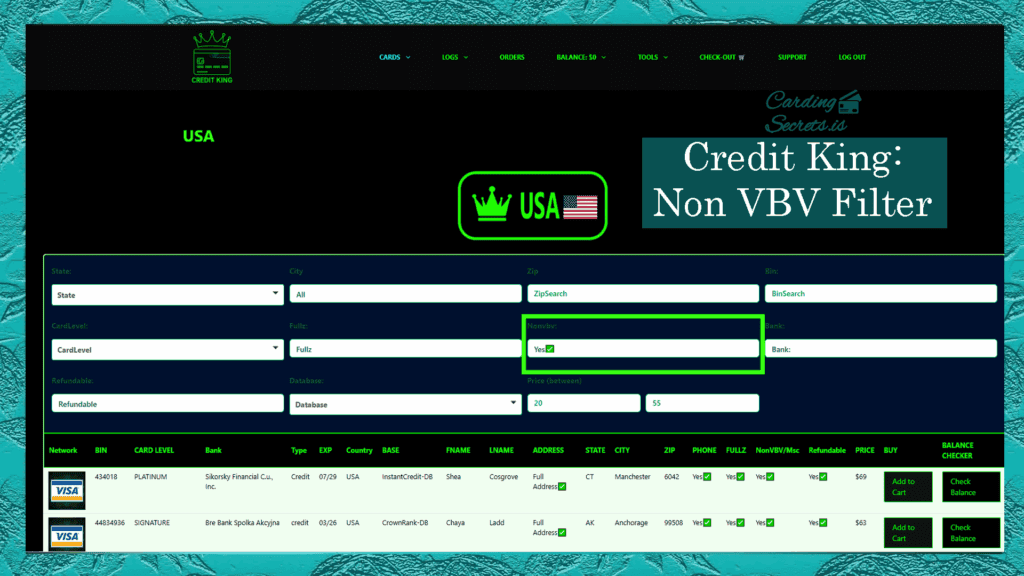 Creditking Non VBV Filter